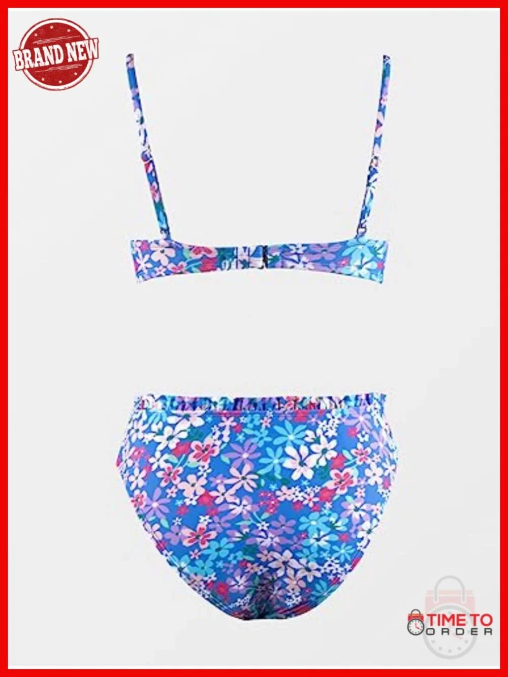 Triangle Bikini Set High Waisted Cheeky Bottom Adjustable Straps Underwire